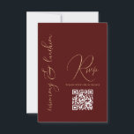 Cartão RSVP Moderno Simples Borgonha Vermelha QR Bat Mitzvah<br><div class="desc">Este elegante e na moda Mitzvah ou o Bar Mitzvah Rsvp é a escolha perfeita para seu filho ou filha no dia especial. Ele apresenta um simples e moderno design de tipografia falsa em ouro sobre fundo vermelho-burgundy e código QR rsvp. É uma design única, legal e moderna para celebrar...</div>
