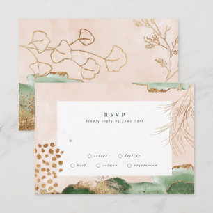 Cartão RSVP Moisés Dourado moderno Eucalyptus Abstrato Greene