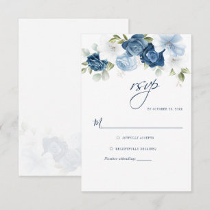 Cartão RSVP Mola Azul-Dusta Cinza Floral