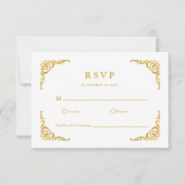 Cartão RSVP Moldura Barroca Verde Esmeralda Ornamental Realeza