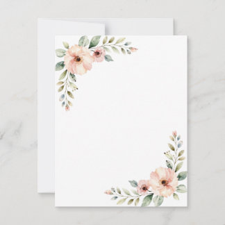 Cartão RSVP Moldura de Canto de Casamento com Aquarela Floral