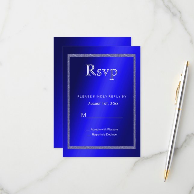 Cartão RSVP Molho Azul Masculino e Largura 50º Aniversário (Frente/Verso In Situ)