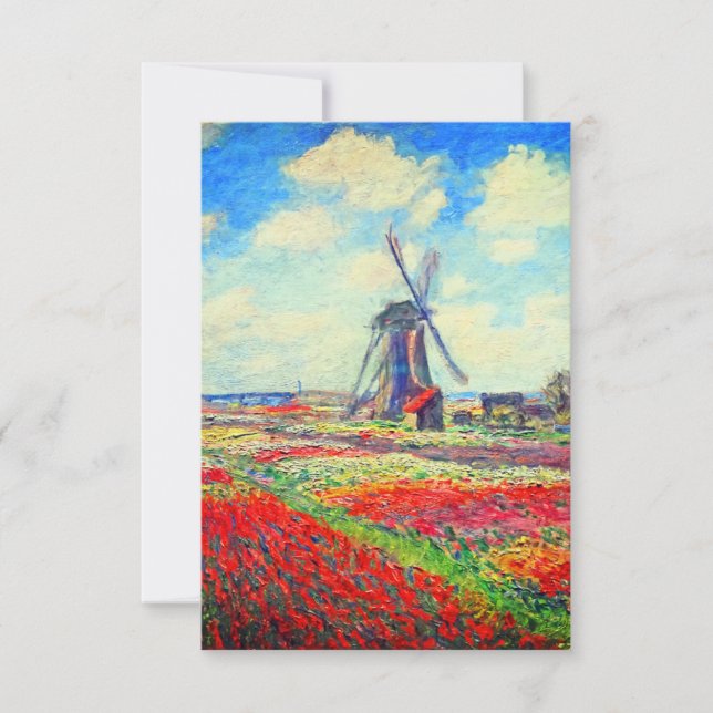 Cartão RSVP Monet Tulips Windmill (Frente)