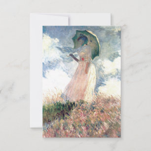 Cartão RSVP Monet Woman com Parasol à esquerda