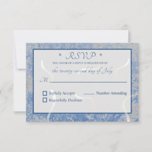 Cartão RSVP Monograma Azul e Cinza