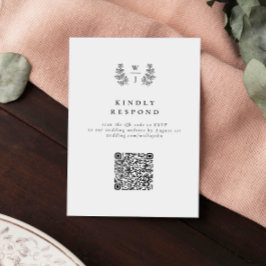 Cartão RSVP Monograma Botânico Elegante Casamento QR Código RS