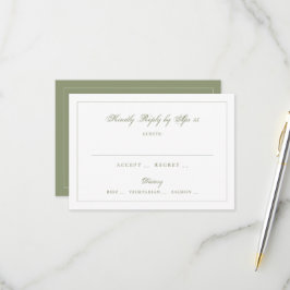 Cartão RSVP Monograma Clássico Casamento Verde Musgo