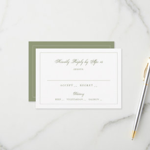 Cartão RSVP Monograma Clássico Casamento Verde Musgo
