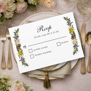 Cartão RSVP Monograma de casamento floral vintage caprichoso c