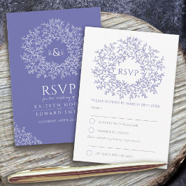 Cartão RSVP monograma de folha desenhado à mão