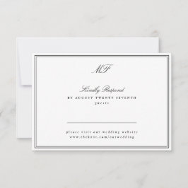 Cartão RSVP Monograma do site clássico de empate preto clássic