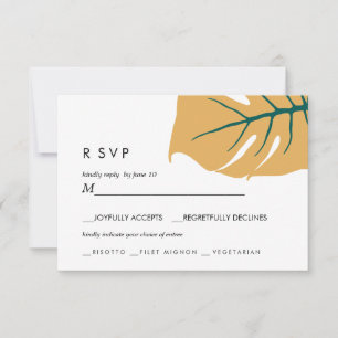 Cartão RSVP Monstera Amarelo Escolha de refeição para RSV