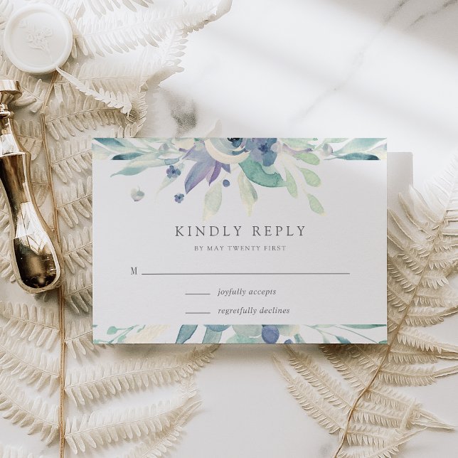 Cartão RSVP Montanha | Watercolor Botanical Floral (Criador carregado)