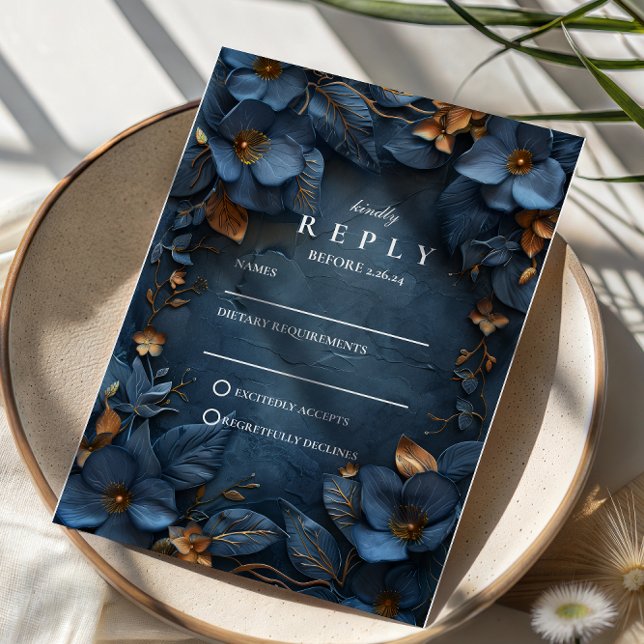 Cartão RSVP Moody Copper Floral Wedding (Criador carregado)