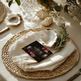 Cartão RSVP Moody Floral Wedding Details Burgundy & Black