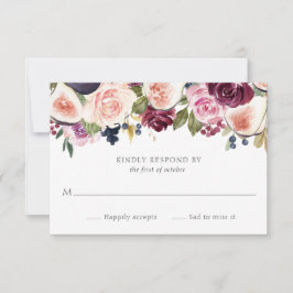 Cartão RSVP Moody Plum Floral e Fig Wedding