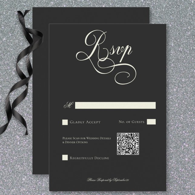 Cartão RSVP Moody Victorian Moon & Sun Wedding Código QR (Dark Moody Victorian Moon & Sun Wedding QR Code RSVP Card)