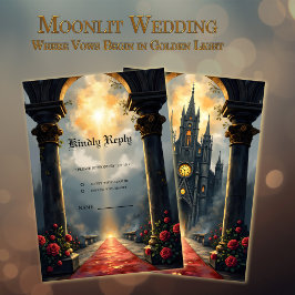 Cartão RSVP Moonlit Aisle of Eternal Vows –Gothic Wedding Gate