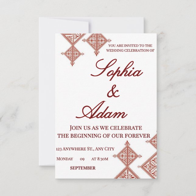 Cartão RSVP Moroccan Berber Pattern Wedding Invitation (Frente)