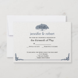 Cartão RSVP Mossy Oak Tree in Blue Weding Response Card