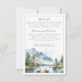 Cartão RSVP Mountain Lake Watercolor Forest Trees Save the Dat