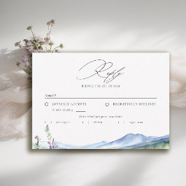 Cartão RSVP Mountains Wildflowers Meadow Modern Wedding Meal