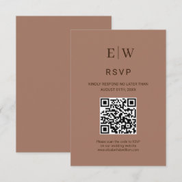 Cartão RSVP Mousse Simples Elegante Mocha com Casamento Monogr