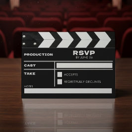 Cartão RSVP Movie Film Clap Board