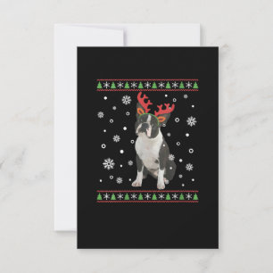 Cartão RSVP Mulher Boston Terrier Xmas Ugly Christmas Sweater