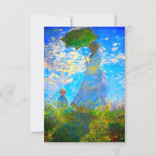 Cartão RSVP Mulher Monet com Parasol (Frente)