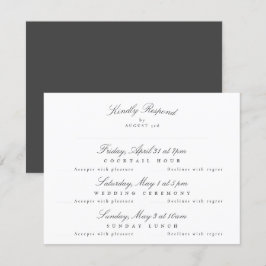 Cartão RSVP Multievento de Caligrafia Elegante Cinza Escura Br