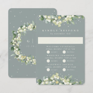 Cartão RSVP Multievento de Casamento de Seafoam Snowberry+Euca
