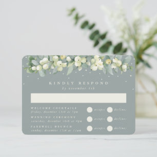 Cartão RSVP Multievento de Casamento de Seafoam Snowberry+Euca