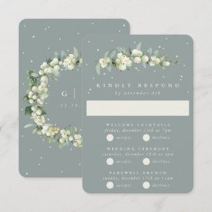 Cartão RSVP Multievento de Casamento de Seafoam Snowberry+Euca