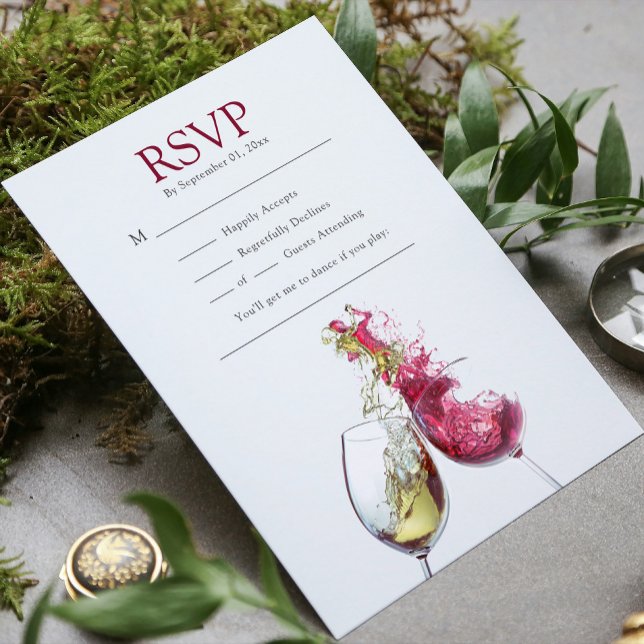Cartão RSVP Música Elegante De Casamento De Dança De Vinho Ver (Criador carregado)
