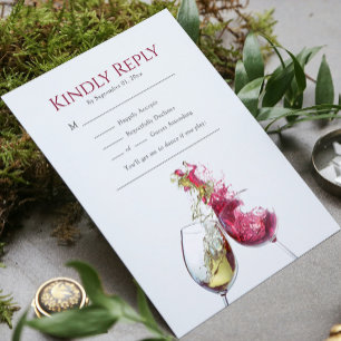 Cartão RSVP Música Elegante De Casamento De Vinho Vermelho E 