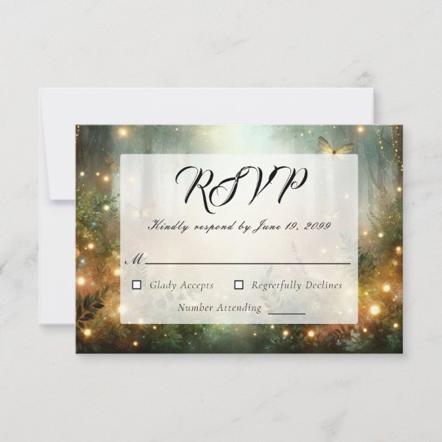 Cartão RSVP Mystic Forest Meadow Magic (Frente)