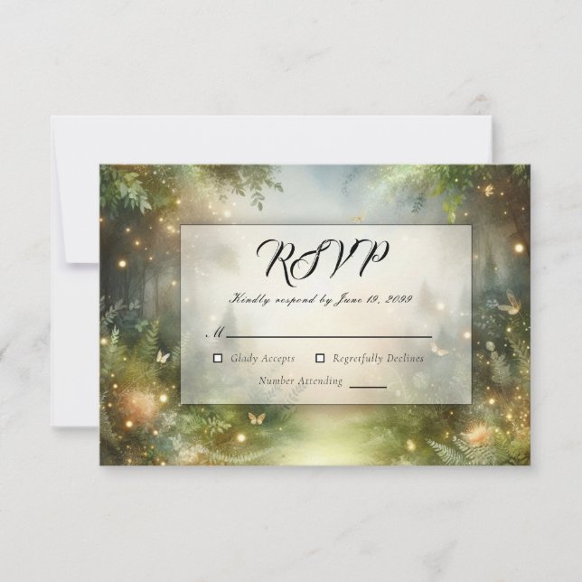 Cartão RSVP Mystic Forest Meadow Magic (Frente)