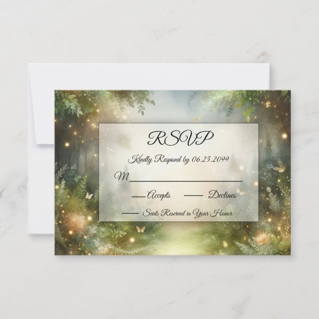 Cartão RSVP Mystic Forrest Meadow Magic (Frente)