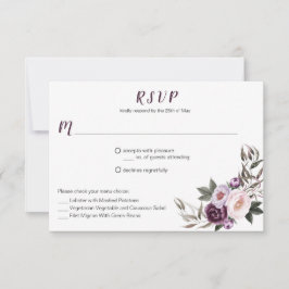 Cartão RSVP Nº 2 - Escolha do Buquê de Peões Rosa Púrpura
