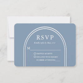 Cartão RSVP Na moda Modern Arch Casamento Dusty Blue