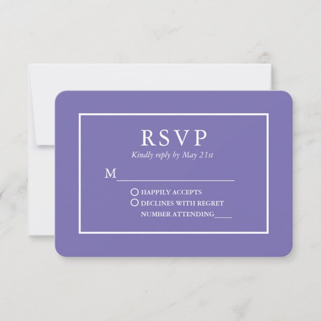 Cartão RSVP Na moda Modern Periwinkle Wedding (Frente)