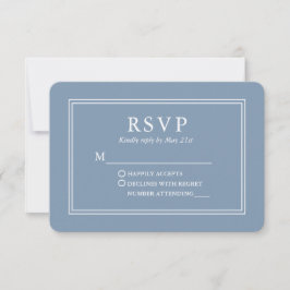 Cartão RSVP Na moda moderno Casamento Dusty Blue