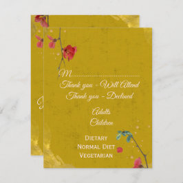 Cartão RSVP Na moda moderno Dourado e Vermelho