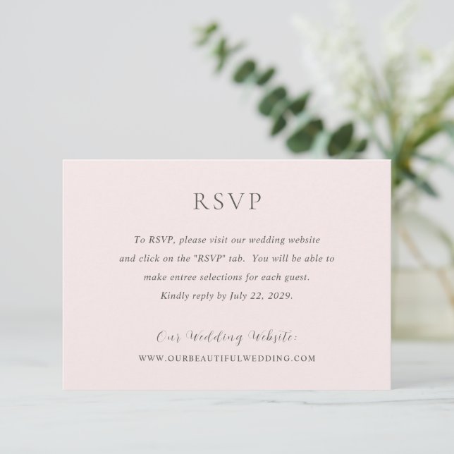 Cartão RSVP Na moda Pink Modern Wedding (Em pé/Frente)