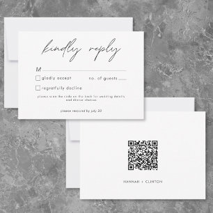 Cartão RSVP Nada de Luxo, Apenas Amor Código QR de Casamento M