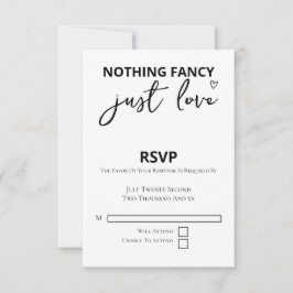 Cartão RSVP Nada Rico Apenas Ama Casamento Minimalista