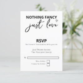 Cartão RSVP Nada Rico Apenas Ama Casamento Minimalista