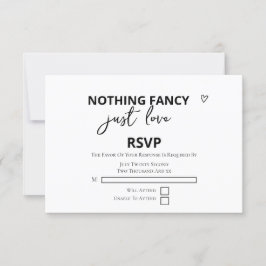 Cartão RSVP Nada Rico Apenas Ama Casamento Minimalista