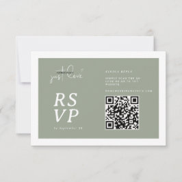 Cartão RSVP Nada sofisticado, apenas amor. Código QR Sage Gree